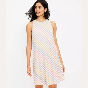 NWT Lou & Grey Sleeveless Rainbow Stripe Swing Dress, size M